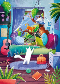 Fille et chats (1000pcs)