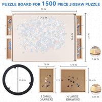 Table de puzzle de bois paresseuse avec 6 tiroirs (35 x 27)
