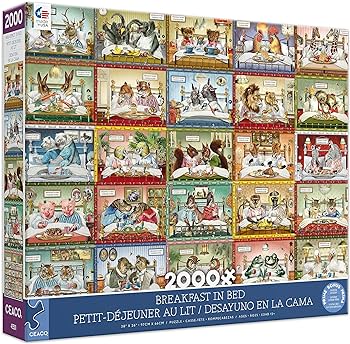 Ceaco - Barbara Behr -Stamps - Art Stamps - 1000 Piece Jigsaw Puzzle, Grey Ceaco - Barbara Behr - Breakfast in Bed - 2000 Piece Interlocking