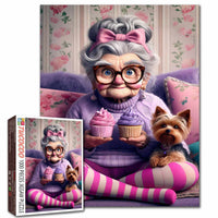 Playful Seniors - Grandma with Cupcakes and Yorkie (1000pcs)