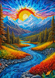 Paysage du lever du soleil (1000pcs)