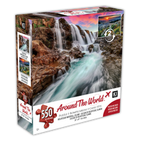 Around The World (2-sided) - Kulufossar Waterfall, Iceland - Badlands National Park, USA (550pcs)