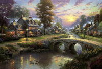 Sunset on Lamplight Lane, Thomas Kinkade (Limited Edition Metallic Foil)
