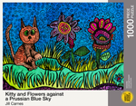 Kitty et fleurs contre un ciel bleu prussien, Jill Carnes (1000pcs)