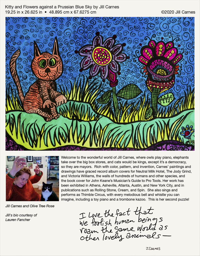 Kitty and Flowers against a Prussian Blue Sky, Jill Carnes (1000pcs)