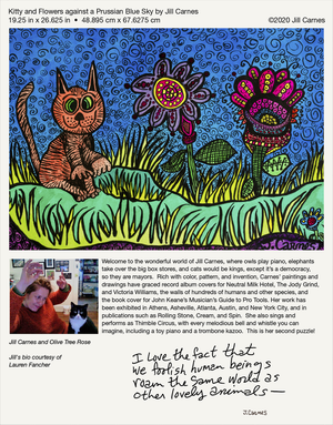Kitty and Flowers against a Prussian Blue Sky, Jill Carnes (1000pcs)