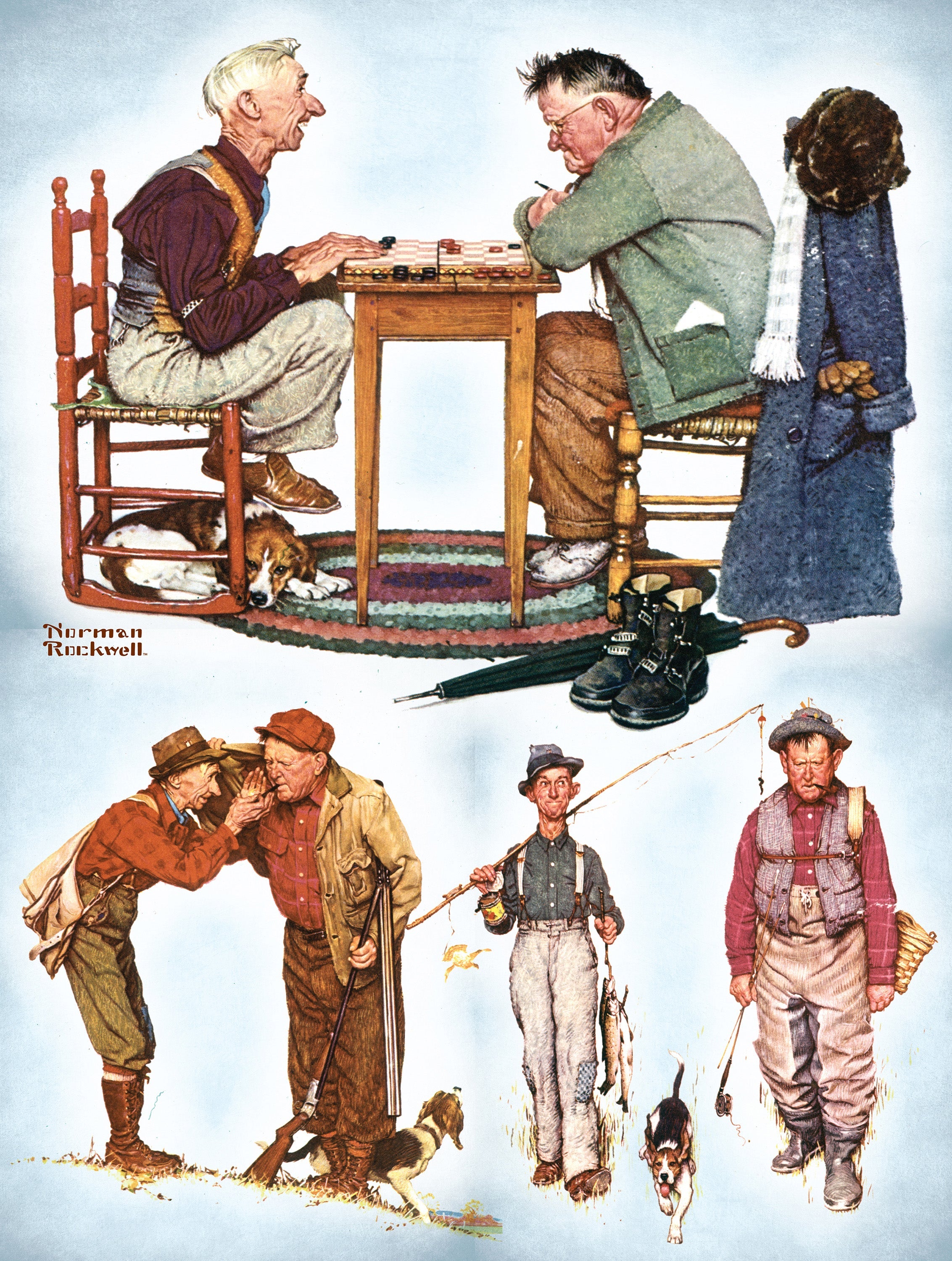 PFG Two Old Men and a Dog, Norman Rockwell (550pcs) (Usage/Used - PUZZLES FOR GOOD)