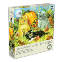 Linda Picken Collection - Fluffy Kittens with Pumpkin (300pcs)