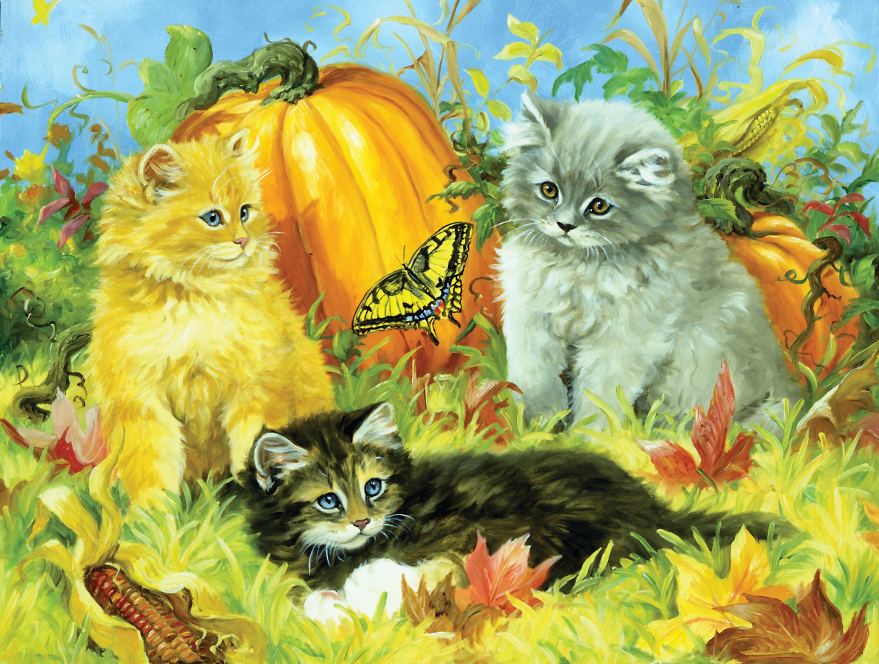 Collection Linda Picken - Chatons duveteux avec citrouille (300 pièces)