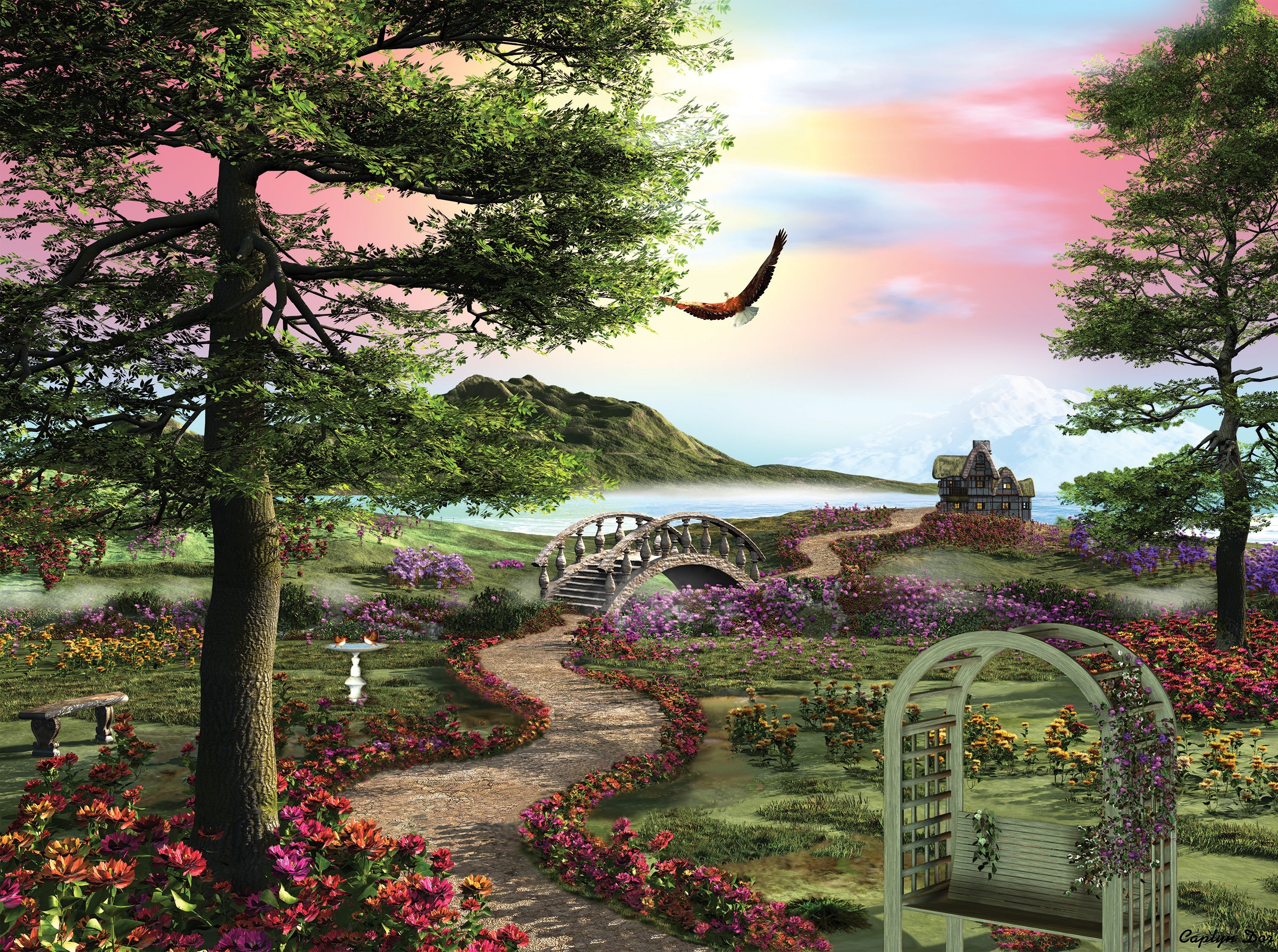 PFG Misty Meadow, Caplyn Dor (1000pcs) (Usage/Used - PUZZLES FOR GOOD)