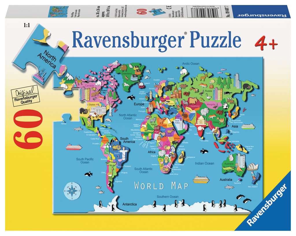 PFG Ravensburger World Map (60pcs) (Usage/Used - PUZZLES FOR GOOD)
