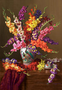 Gladioli en vase chinois (1000 pc)