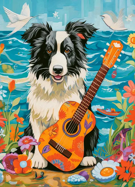 Collie, guitare et mer (100pcs)