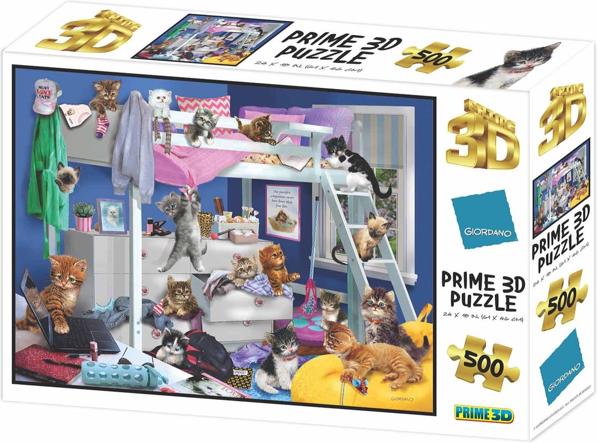 Messy Bedroom Kittens, Greg Giordano (3D Puzzle) (500pcs)