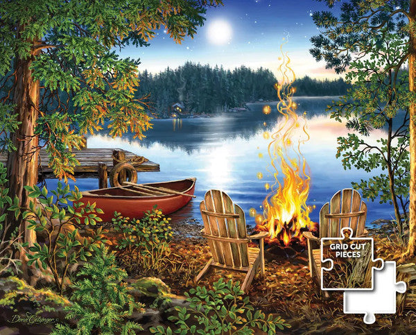 Canoë au bord du lac (bois) (1000pcs)