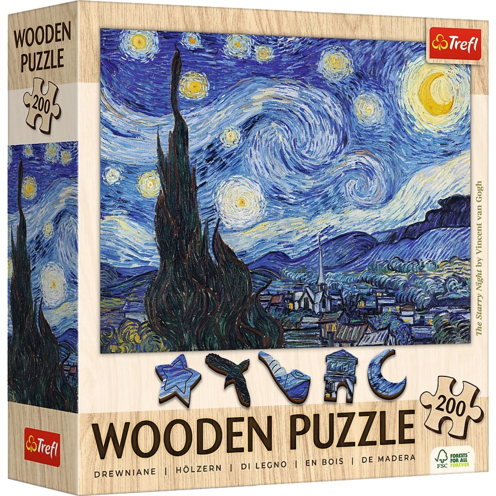 Trefl Wood Craft - The Starry Night, Vincent Van Gogh (200pcs) (Wooden Jigsaw Puzzle)