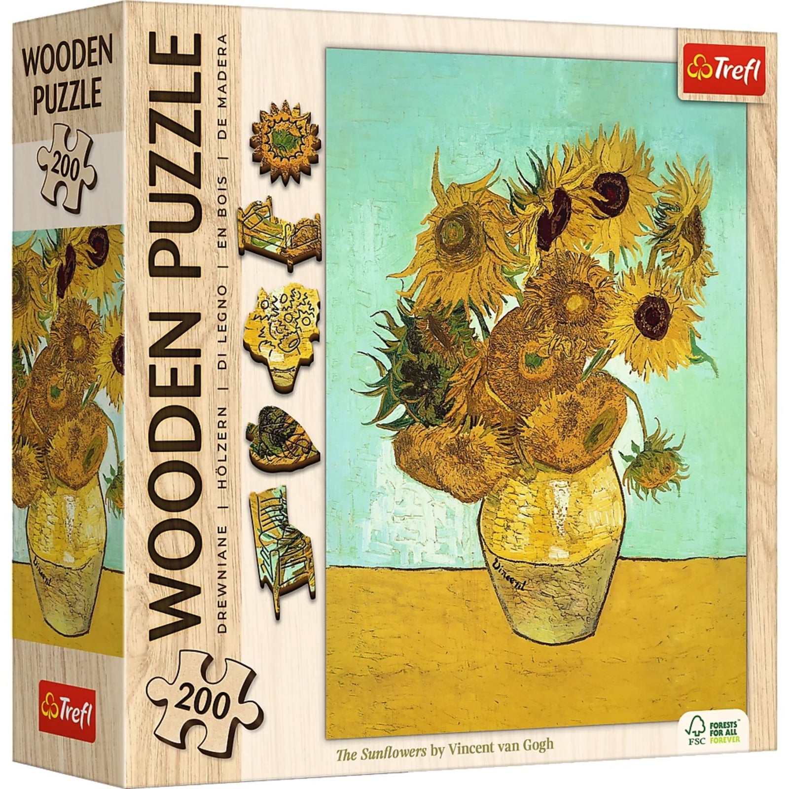 Trefl Wood Craft - Sunflowers, Vincent Van Gogh (200pcs) (Wooden Jigsaw Puzzle)
