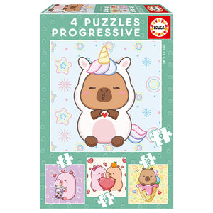 4 Progressive Puzzles - Capyfun (6,9,12,16pcs)