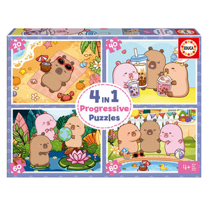 4 Progressive Puzzles - Capyfun (20,40,60,80pcs)