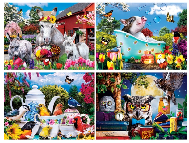 DMG Wild & Whimsical - 4-Pack 500 Piece Puzzles (DAMAGED BOX)