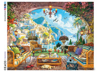 Vue de terrasse méditerranéenne, Dominic Davison (1000pcs) (EZ-2-Hold)