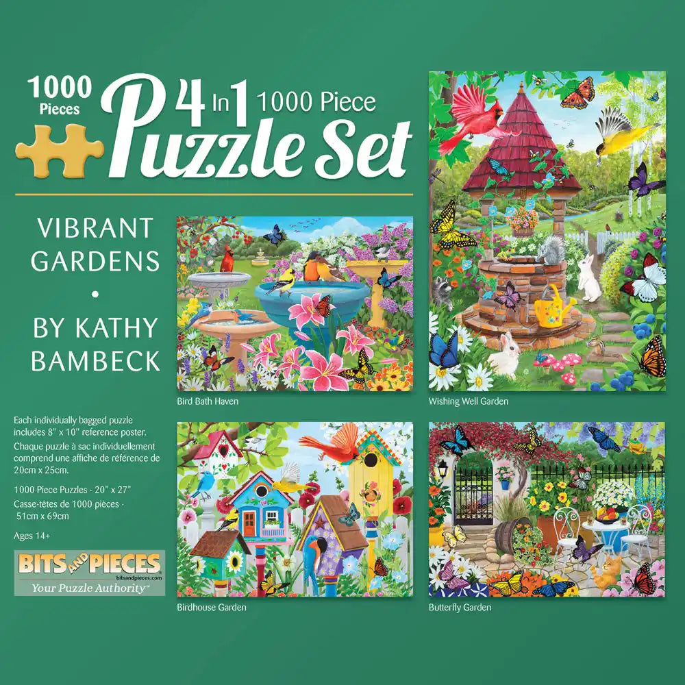 PFG Vibrant Gardens, lot de 4 puzzles en 1 (Utilisation - PUZZLES FOR GOOD) 