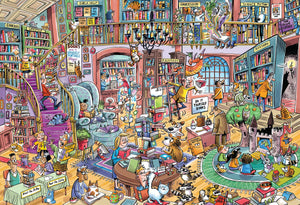 Puzzle Échecs - Pagaille à la librairie, Dave Whamond (100 pièces)