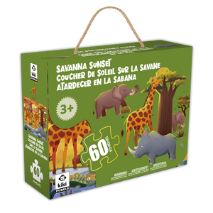 Puzzle Discovery - Coucher de soleil sur la savane (60 pièces)