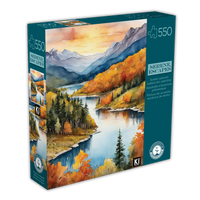 Serene Escapes - Scenic Autumn Watercolor Painting (550pcs)