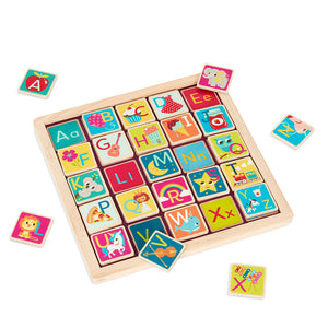 Puzzle alphabétique magnétique en bois avec tableau noir