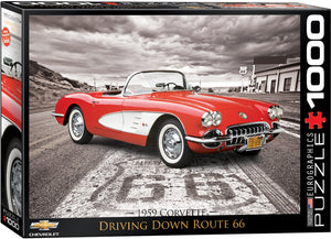 Classic Car - 1959 Corvette - Driving Down Route 66 (1000pcs)