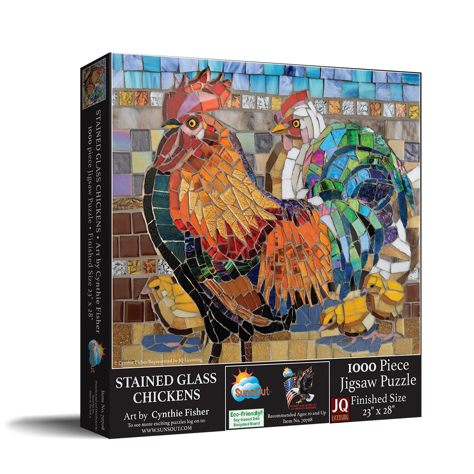 Stained Glass - Chickens, Cynthie Fisher (1000pcs)