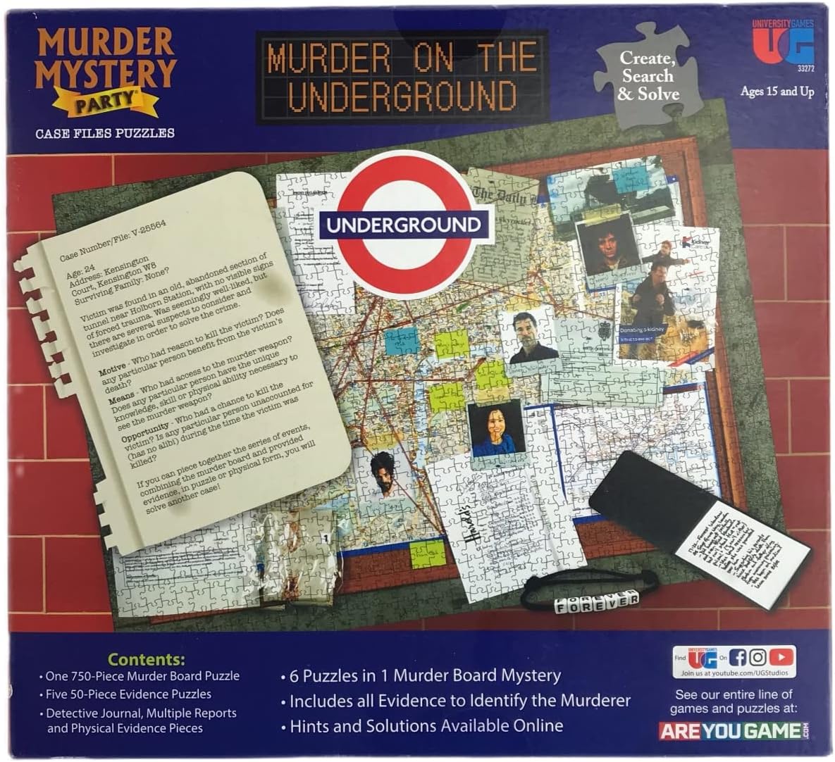 Murder Mystery Case File Puzzle - Murder on the Underground (6-in-1)