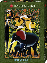 PFG Elephant Family - Tinga Tanga - Art from Africa (1000pcs) (Usage/Used - PUZZLES FOR GOOD)