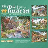 PFG 4-in-1 Set - Village Life, Steve Crisp (Usagé/Used - PUZZLES FOR GOOD)