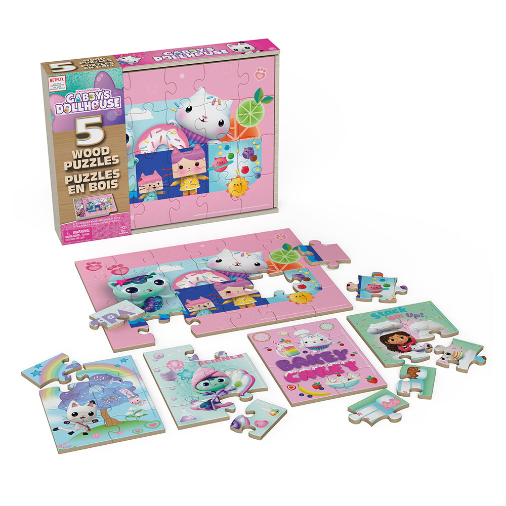 Gabby's Dollhouse 5-in-1 Wood Puzzles