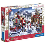 PFG Classic Christmas - Train Station with Snowman (500pcs) (Usage/Used - PUZZLES FOR GOOD)