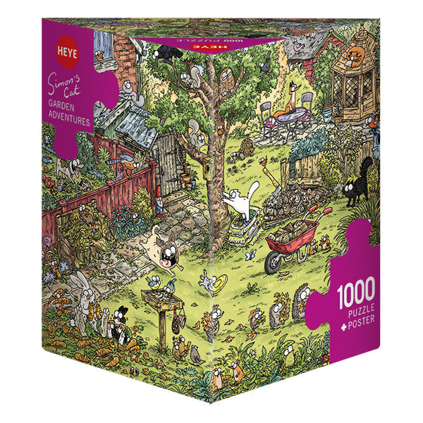 PFG Garden Adventure, Simon's Cat (Triangular Box) (1000pcs) (Usage/Used - PUZZLES FOR GOOD)