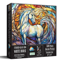 Stained Glass - White Horse, Kelly Roberts (500pcs)