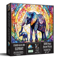 Stained Glass - Elephants, Kelly Roberts (1000pcs)
