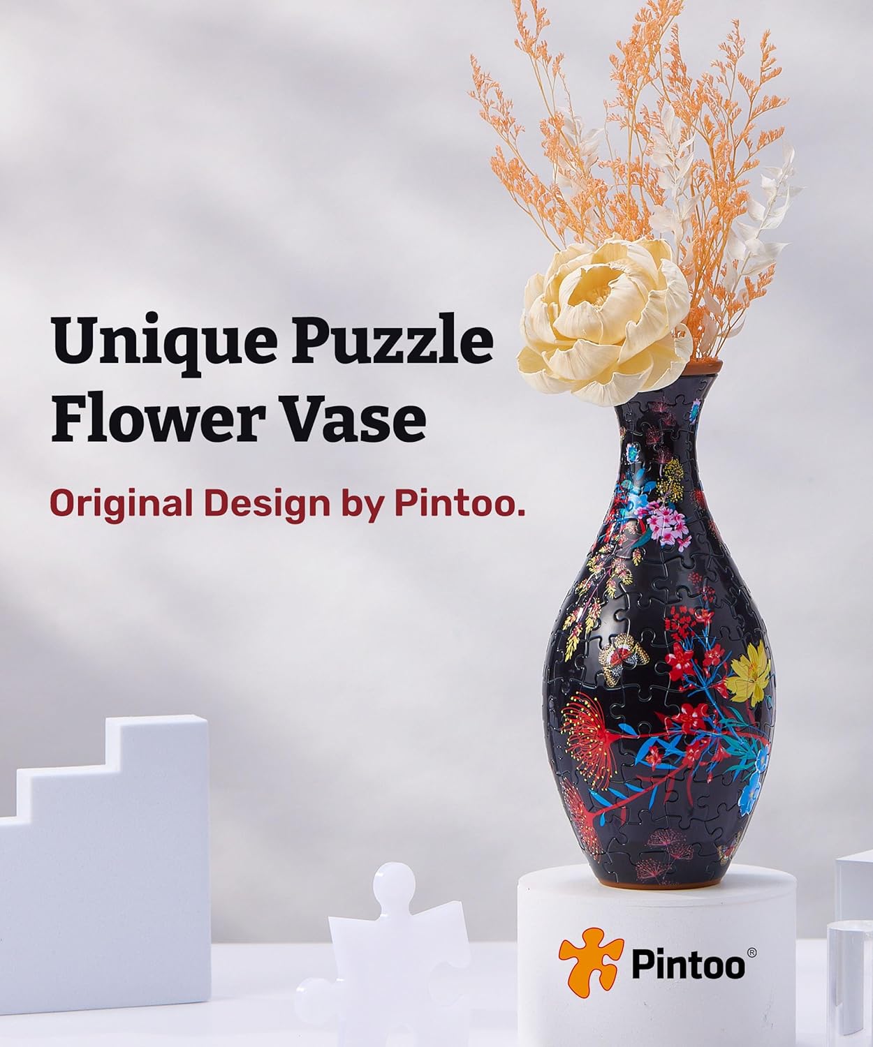 Vase puzzle 3D - Motif floral élégant