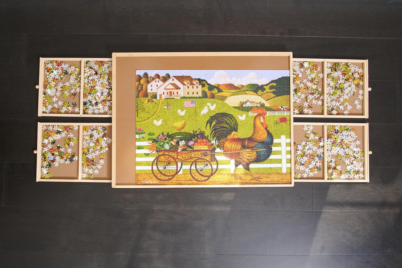 Table de puzzle en bois avec tiroirs (1000 pièces)
