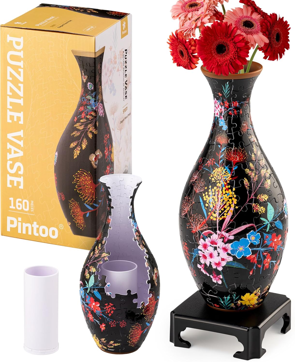 Vase puzzle 3D - Motif floral élégant