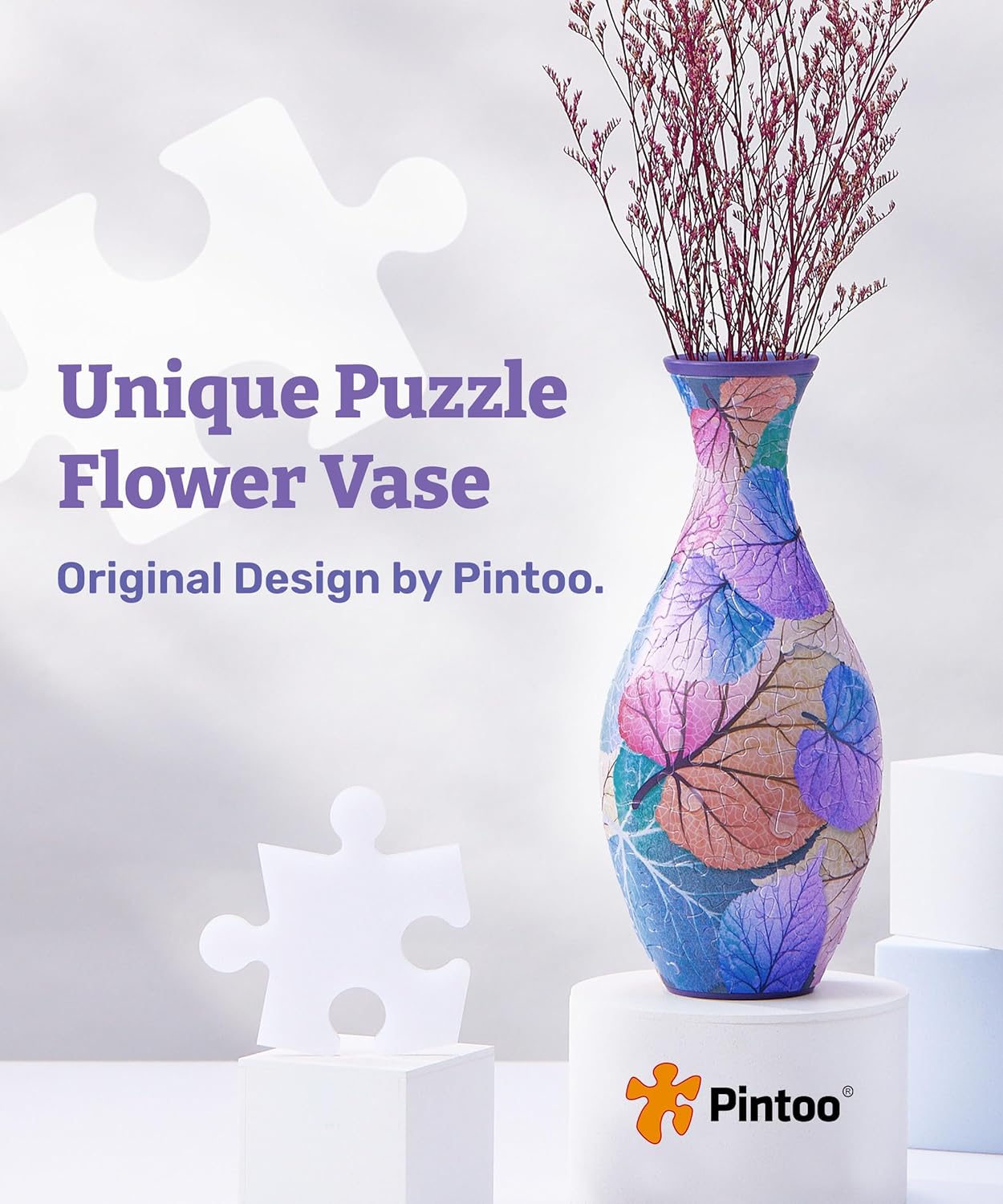 Vase puzzle 3D - Feuilles colorées