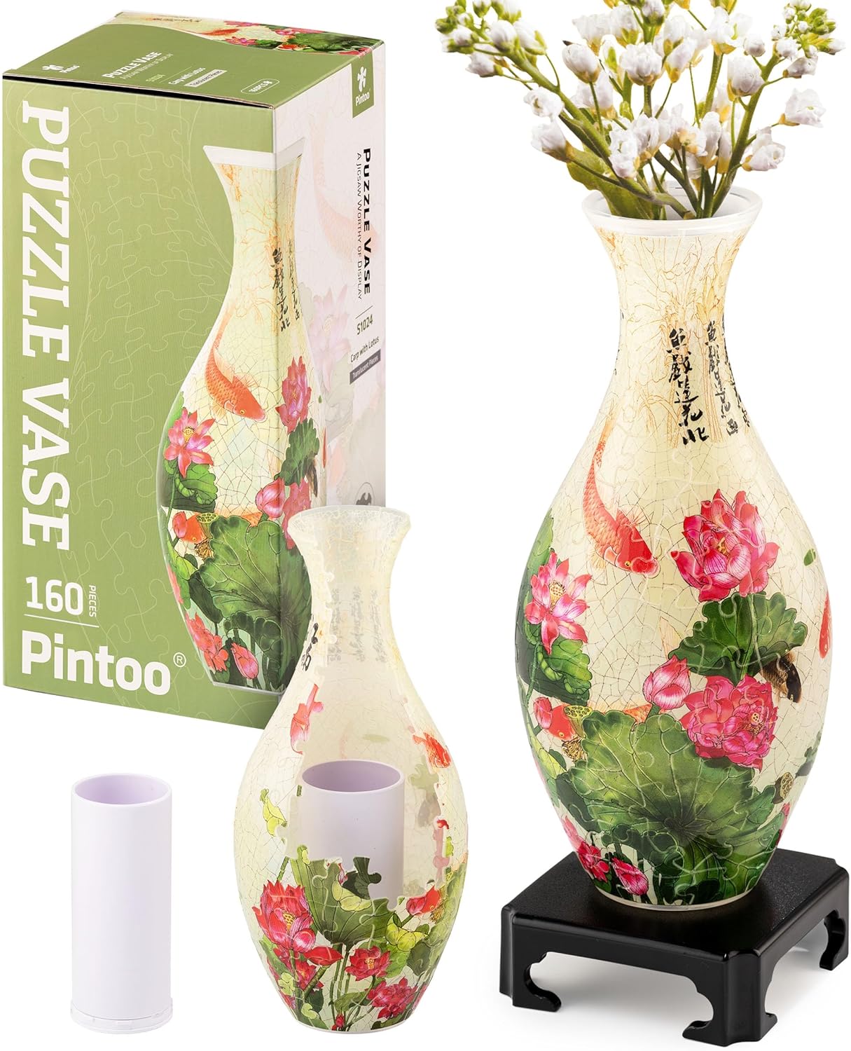 Vase puzzle 3D - Carpe et lotus