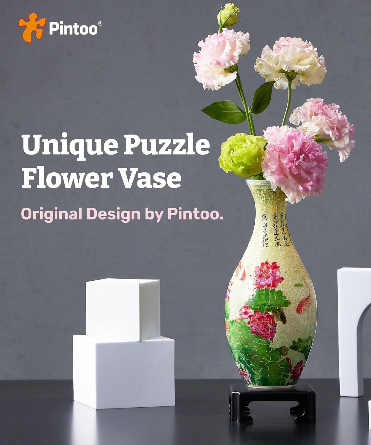 Vase puzzle 3D - Carpe et lotus