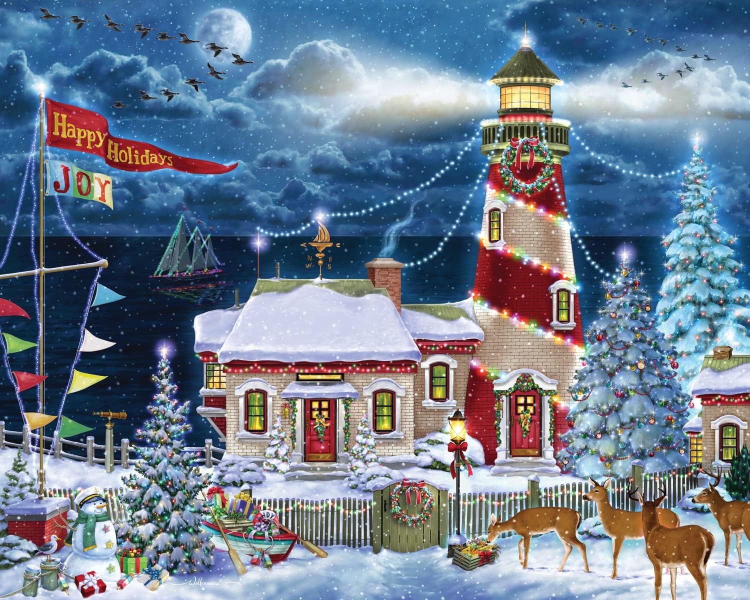 Christmas Lighthouse, Randy Wollenmann (1000pcs)