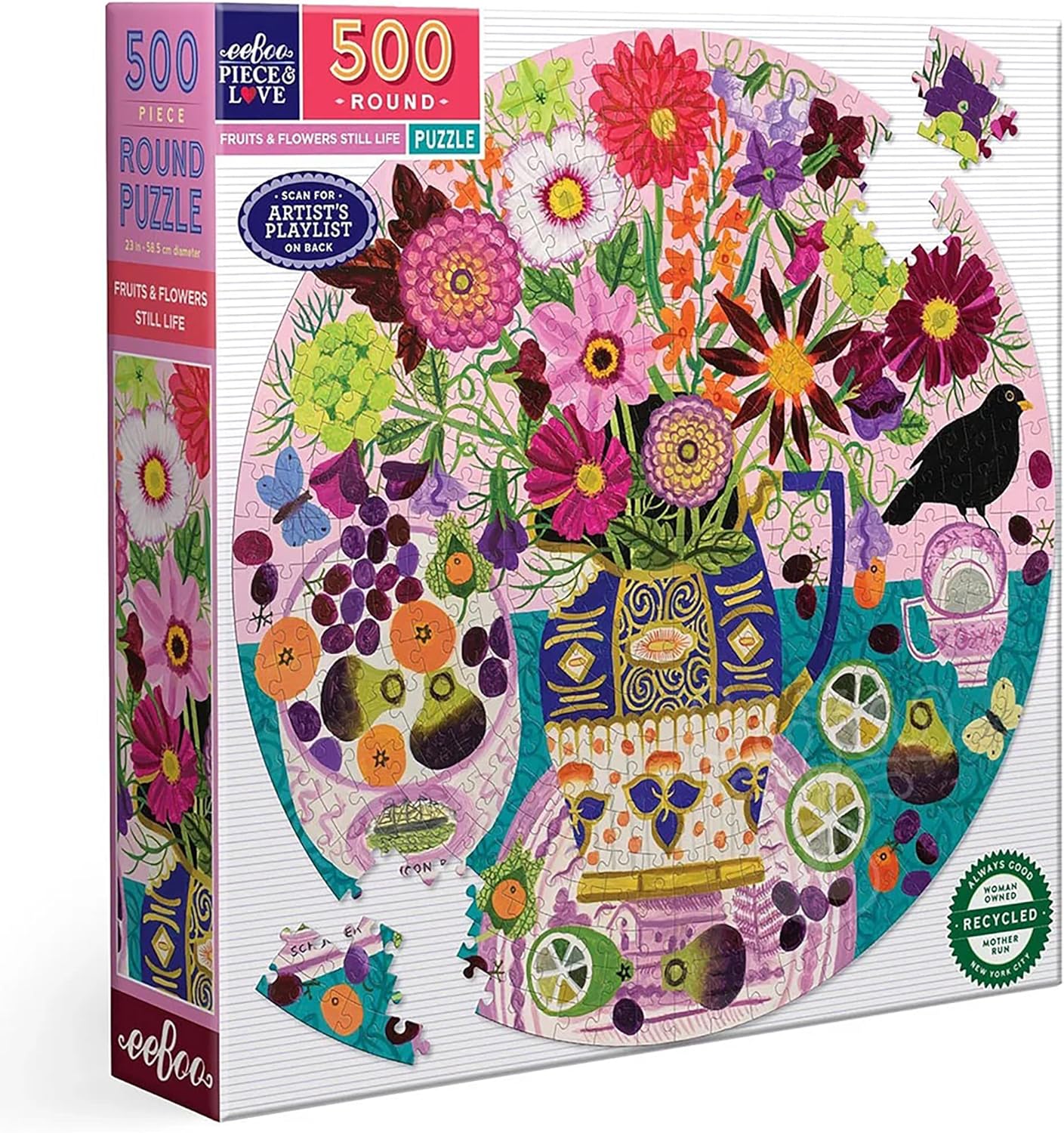 Nature morte de fruits et fleurs (500 pièces) (ROND)