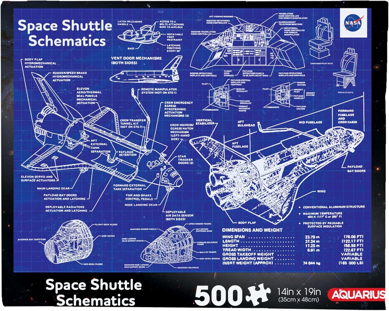 Shuttle Schematics Buy Nasa - space shuttle schematics (500pcs) Puzzle | Jigsaw Jungle