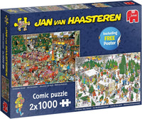 PFG JVH 2-en-1 - Dîner de Noël et marché des arbres de Noël (2 x 1000pcs) (utilisation / utilisée - puzzles pour de bon)
